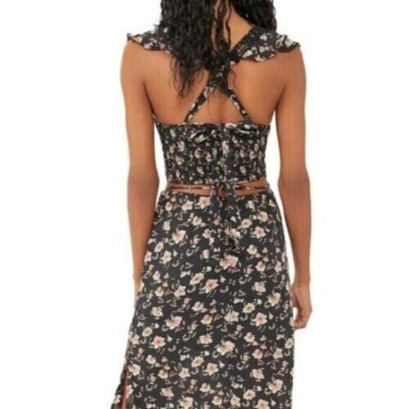 Free People OB1406046 0010 Women's Sz 12 Black Combo Floral Crop Top $128 - Picture 9 of 9
